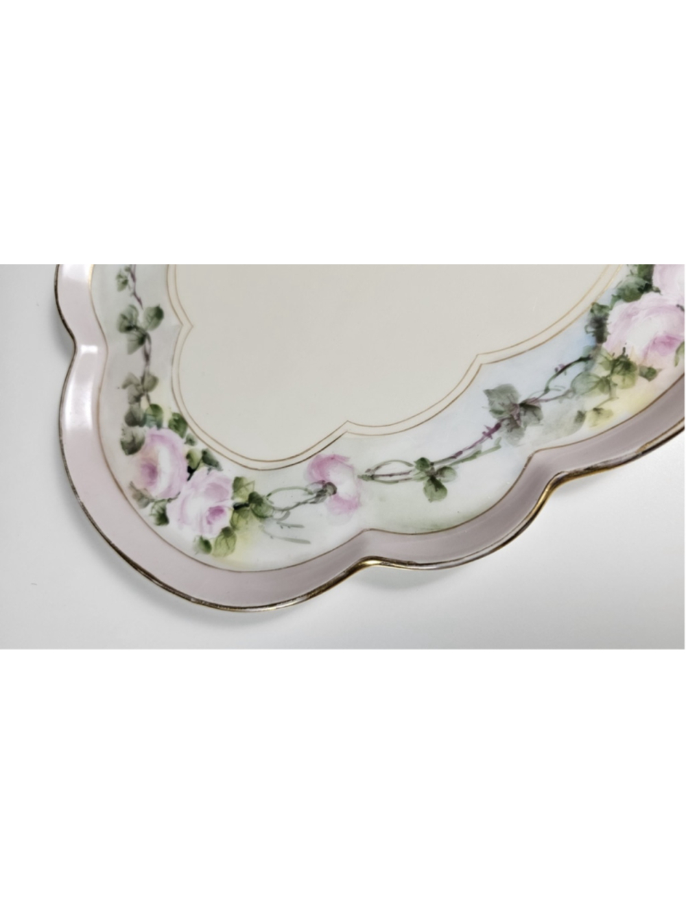 Antique GDA Limoges France Vanity Tray Hand Painted Pink Roses Gold Trim 1900 - Picture 12 of 15